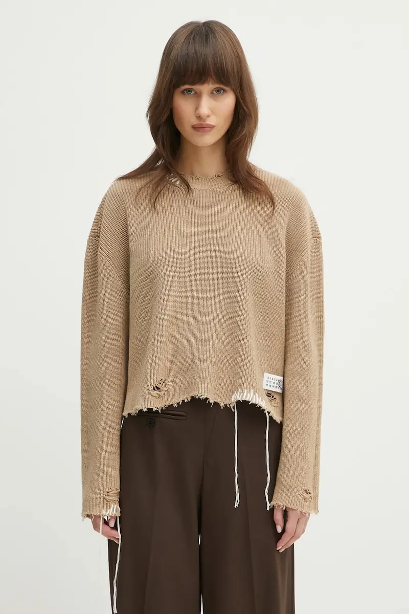 MM6 Maison Margiela maglione in cotone donna colore beige S52HL0036