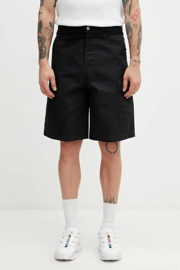 pantaloncini cargo da uomo in cotone Nero