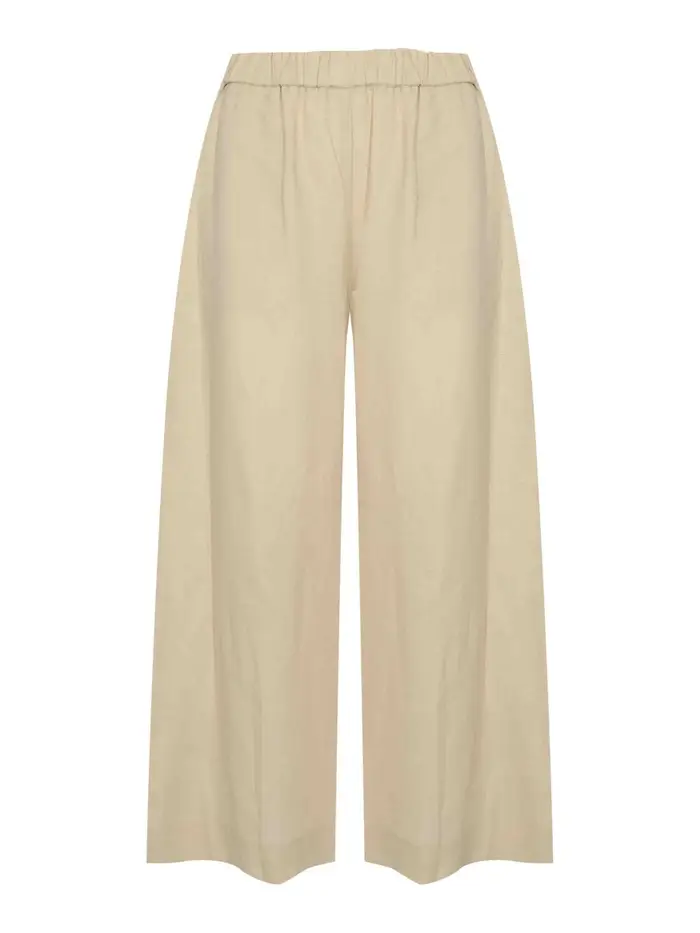 MM6 Maison Margiela Pantalone Mmlcanneti In Lino Latte Bianco