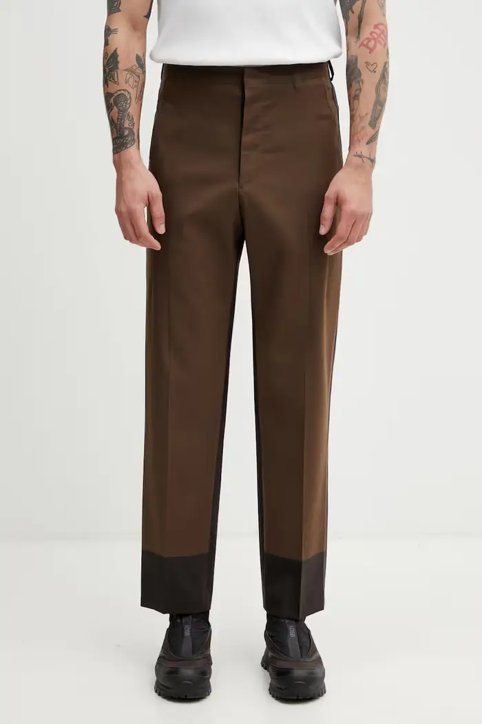 pantaloni da uomo con misto lana Marrone