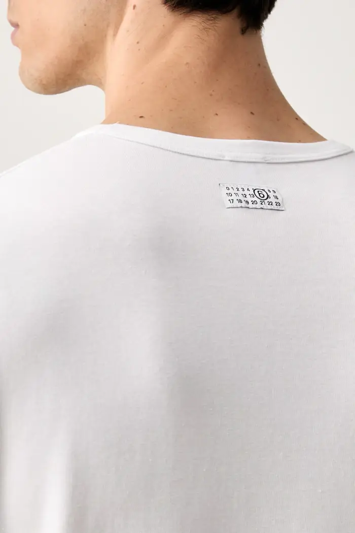 t-shirt da uomo con cotone Bianco miniatura 3