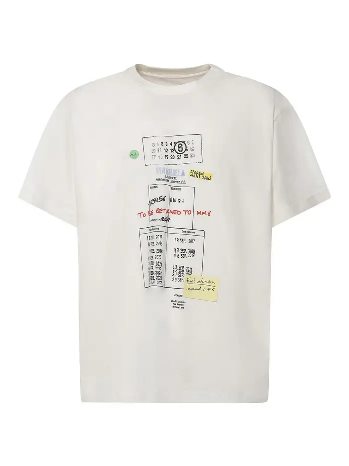 MM6 Maison Margiela T-shirt in cotone stampato Beige