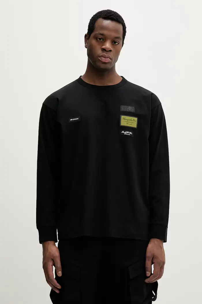 MM6 Maison Margiela top a maniche lunghe in cotone Nero