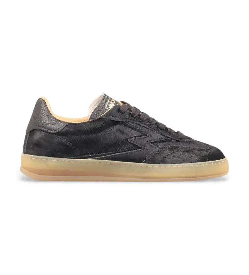 MOA Concept per donna. CL145 Sneakers Club in pelle nera, Nero, Basso, Stringhe, Casual