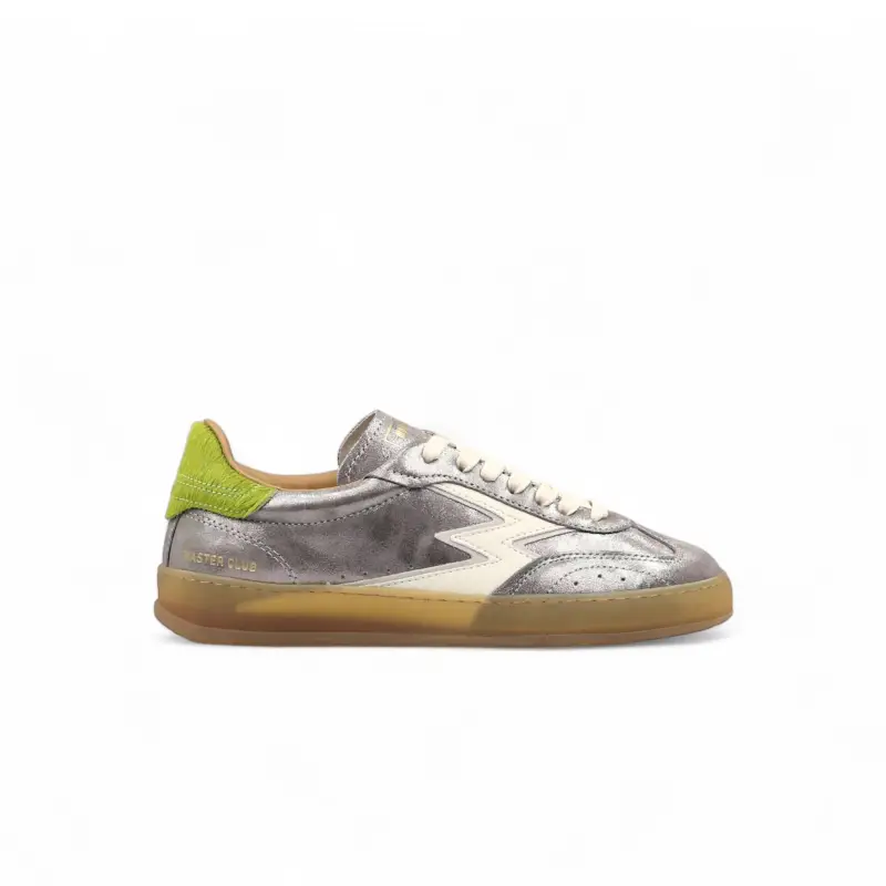 MOACONCEPT Sneaker Club Pelle Laminata Argento E Cavallino