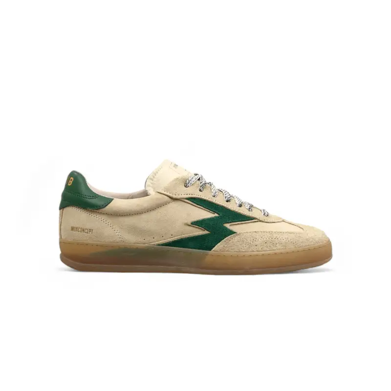 MOACONCEPT Sneaker Club Sabbia Suede Dettaglio Verde Bosco