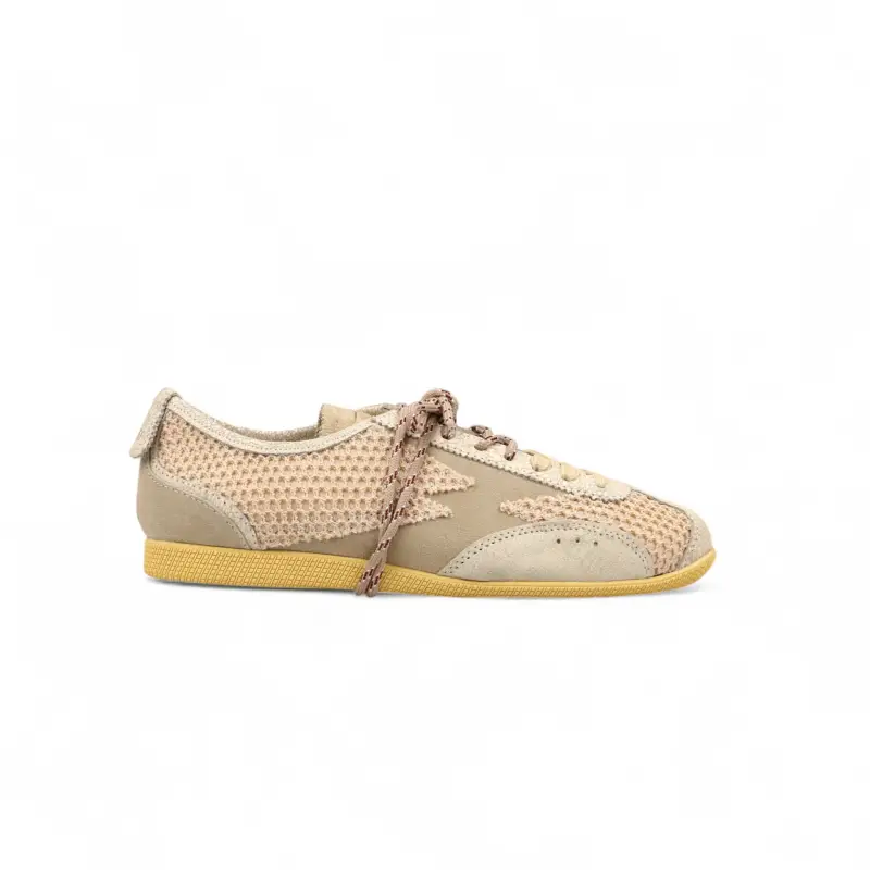 MOACONCEPT Sneaker Ikigai Ecru Mesh E Dettaglio Crackle