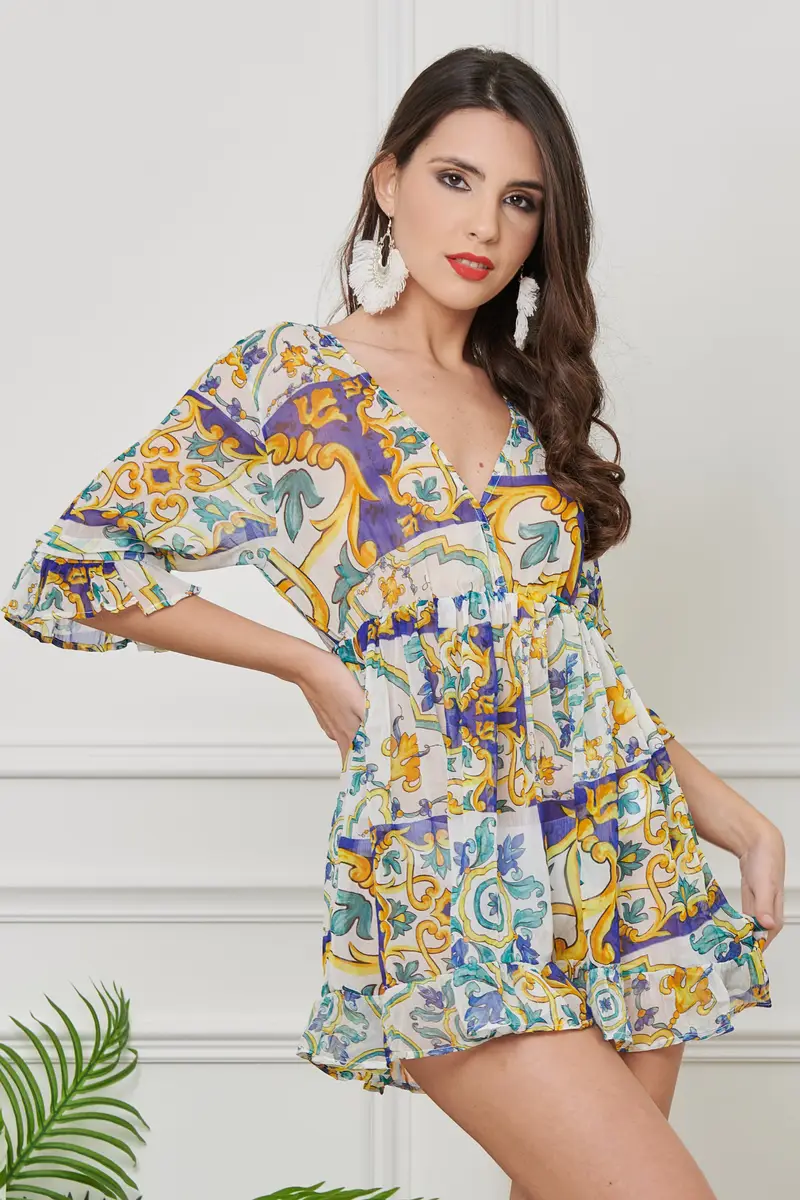 Moda Mare Positano ABITO CHIFFON ROUCHES | Colore Vietri