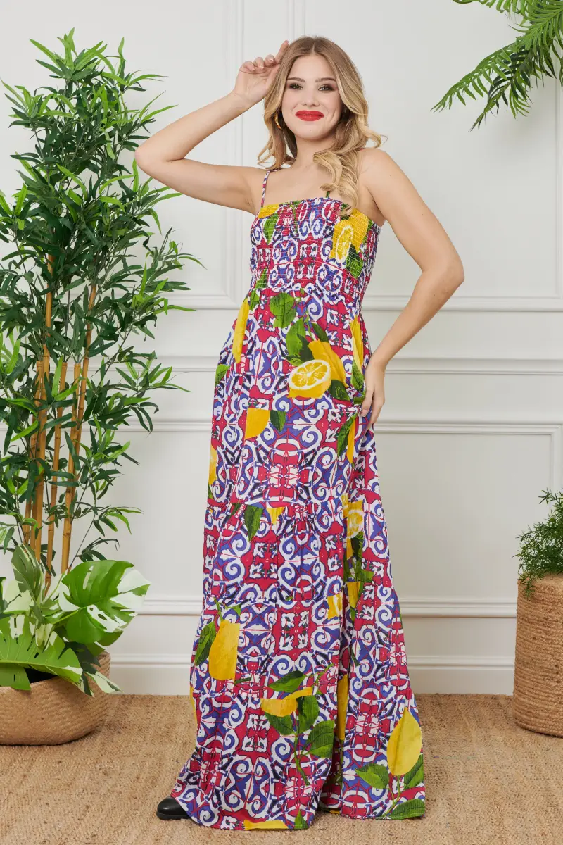 Moda Mare Positano ABITO LUNGO CORPETTO | Colore Maiolica