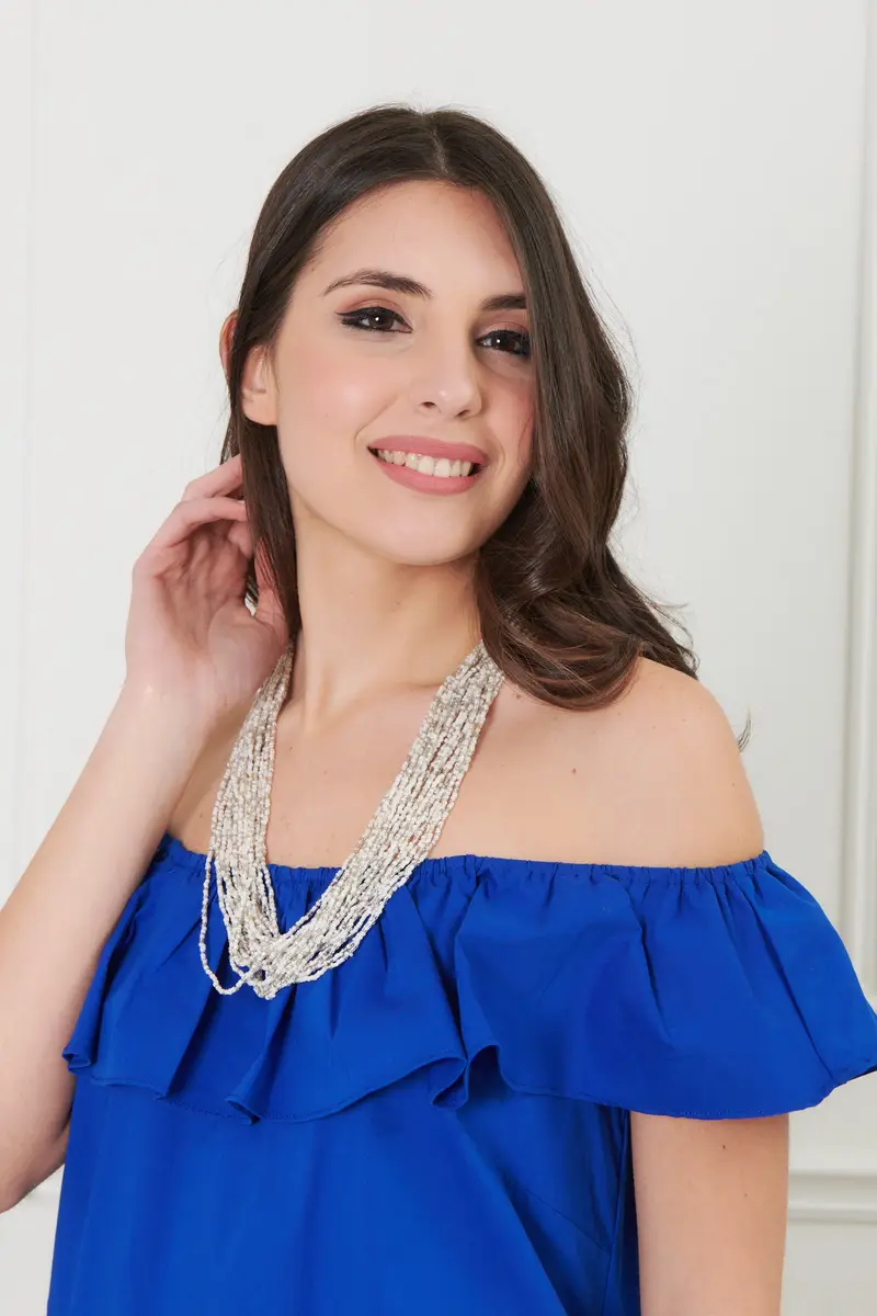 Moda Mare Positano COLLANA MULTIFILI E PERLINE | Colore Bianco
