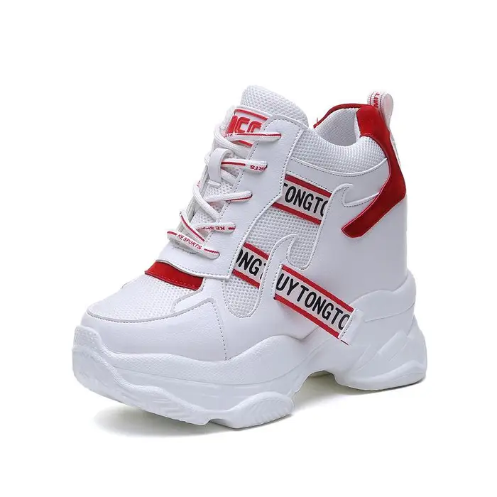 Moda Saldi Caldi Scarpe alla Moda Donna Sneakers Alte Donna Stivaletti con Plateau Basket Femme Chaussures Femmes Altezza Aumentare Sneaker 39 rosso