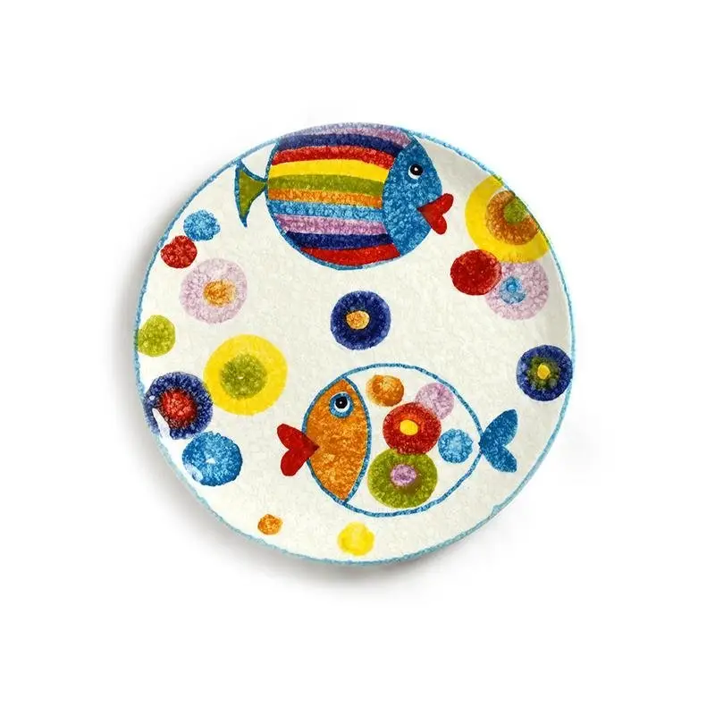MODIGLIANI Piatto Piano Pop Pesci - Ceramica Dipinta A Mano