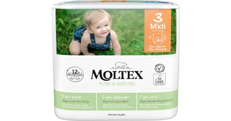 Moltex Pure & Nature Midi pannolini ECO usa e getta 4-9 kg 33 pezzi