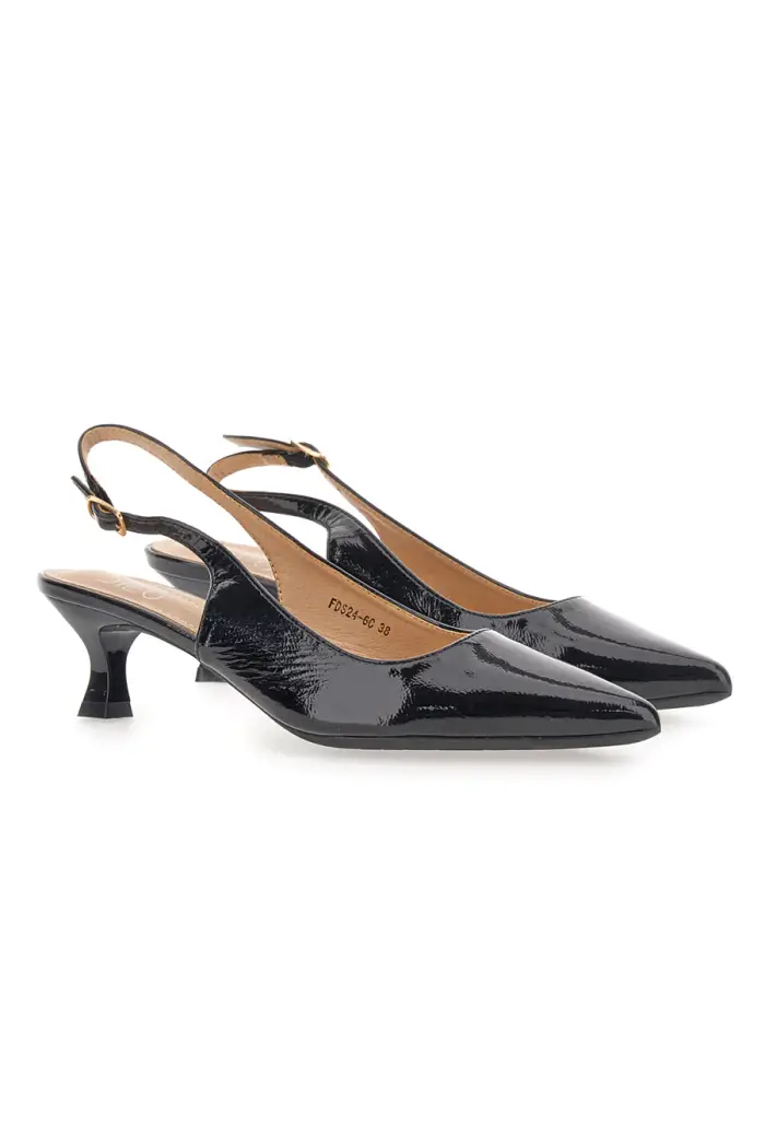 MON DIEU Décolleté Nero vernice slingback tacco medio FDS246C [NERO]