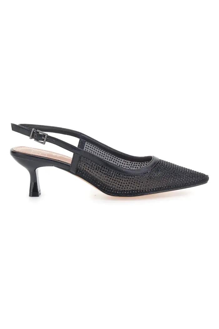 MON DIEU Décolleté slingback nere con strass e tacco basso 632 [NERO]