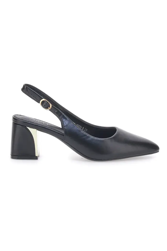 MON DIEU Décolleté Slingback Nere con Tacco con Dettaglio Effetto Cromato DQ50233 [NERO]