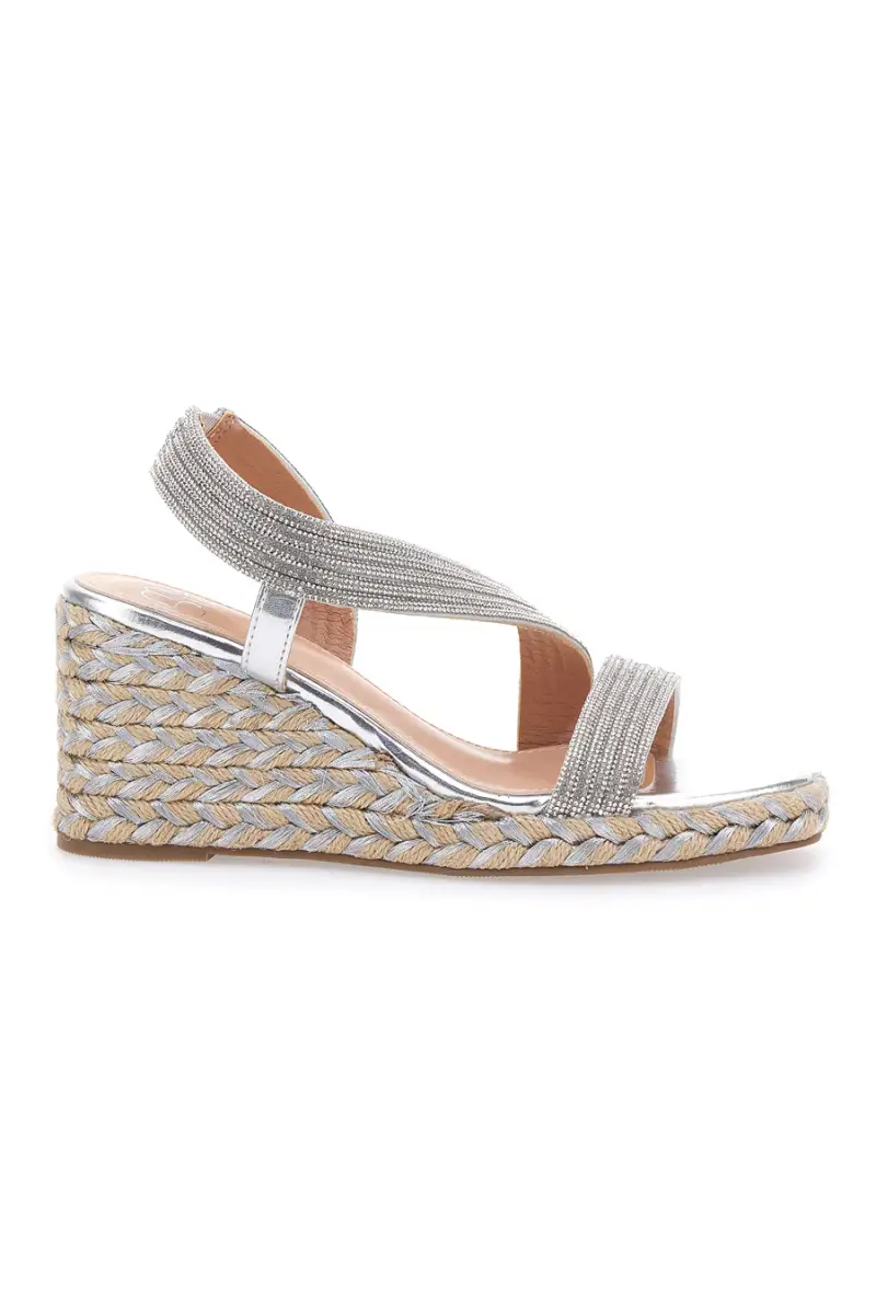 Sandali Argento con Zeppa con Glitter MON DIEU 602 [ARGENTO]
