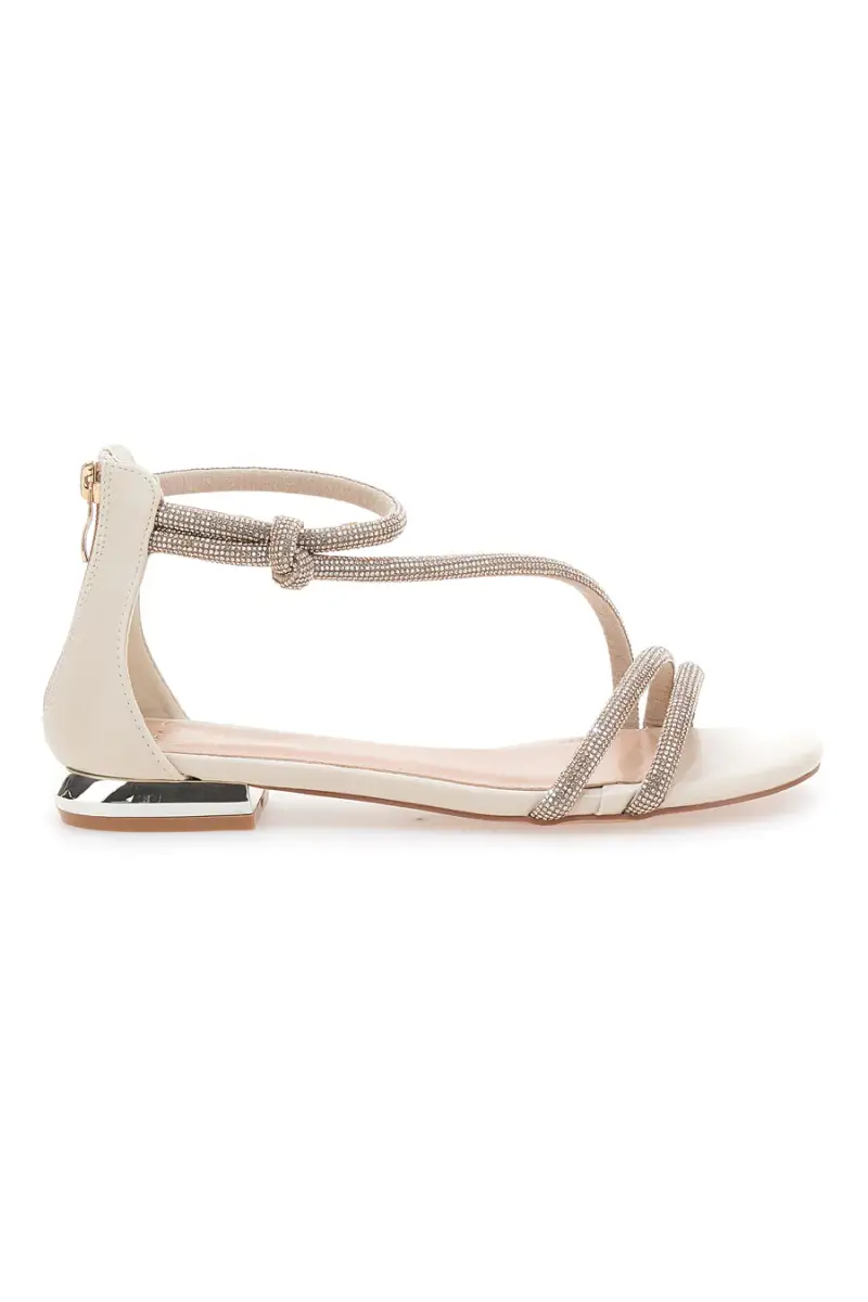 MON DIEU Sandali Beige Con Strass e Cinturino alla Caviglia 680 [BEIGE]