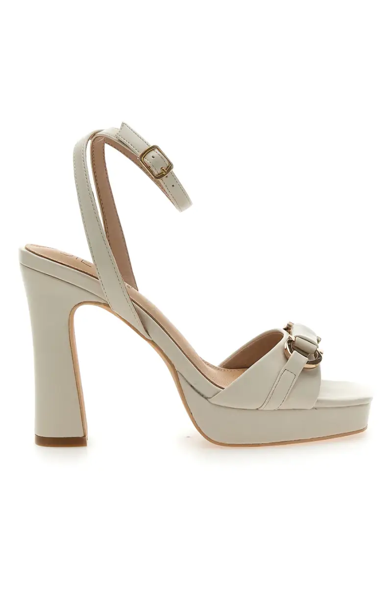 MON DIEU Sandali Bianchi con Plateau e Tacco Alto e Dettaglio Dorato B075Q82 [BIANCO]