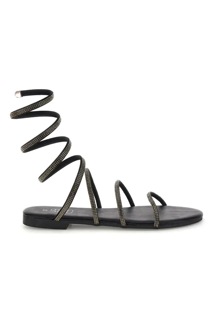 MON DIEU Sandali nero con strass PRE9300 [NERO]