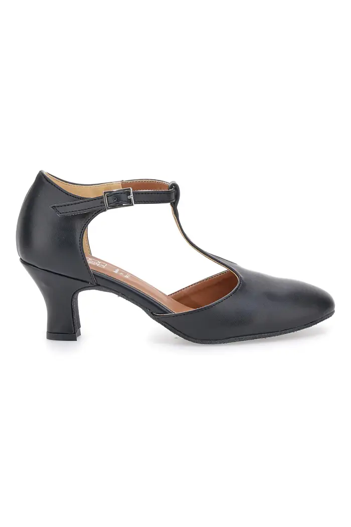 MON DIEU Scarpe da ballo nere con cinturino a T e suola in pelle 112 [NERO]