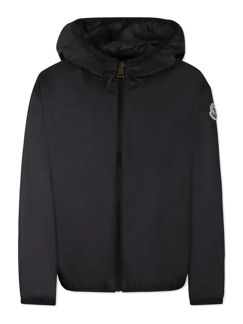 Moncler Jr Piumino Con Applicazione Logo Nero