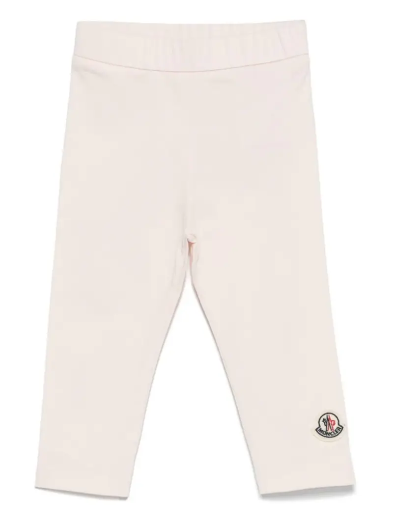 MONCLER KIDS Leggins rosa logo patch logo ricamo