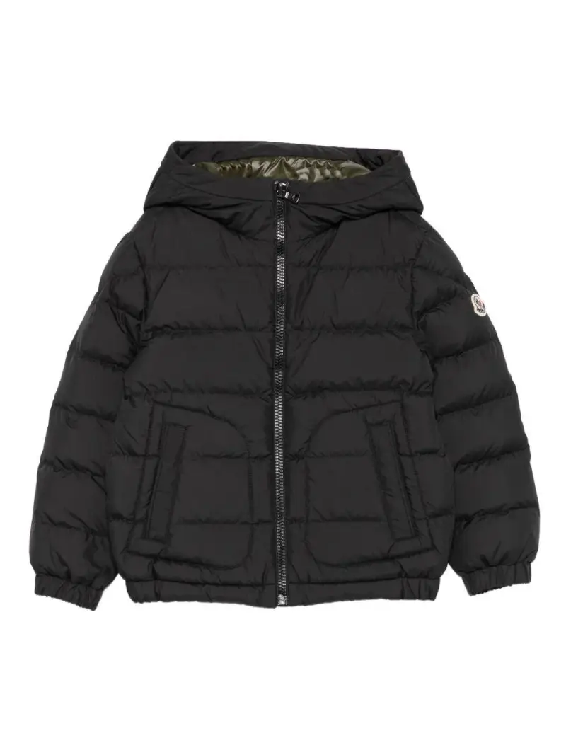 MONCLER KIDS Piumino con Cappuccio Regolabile Nero