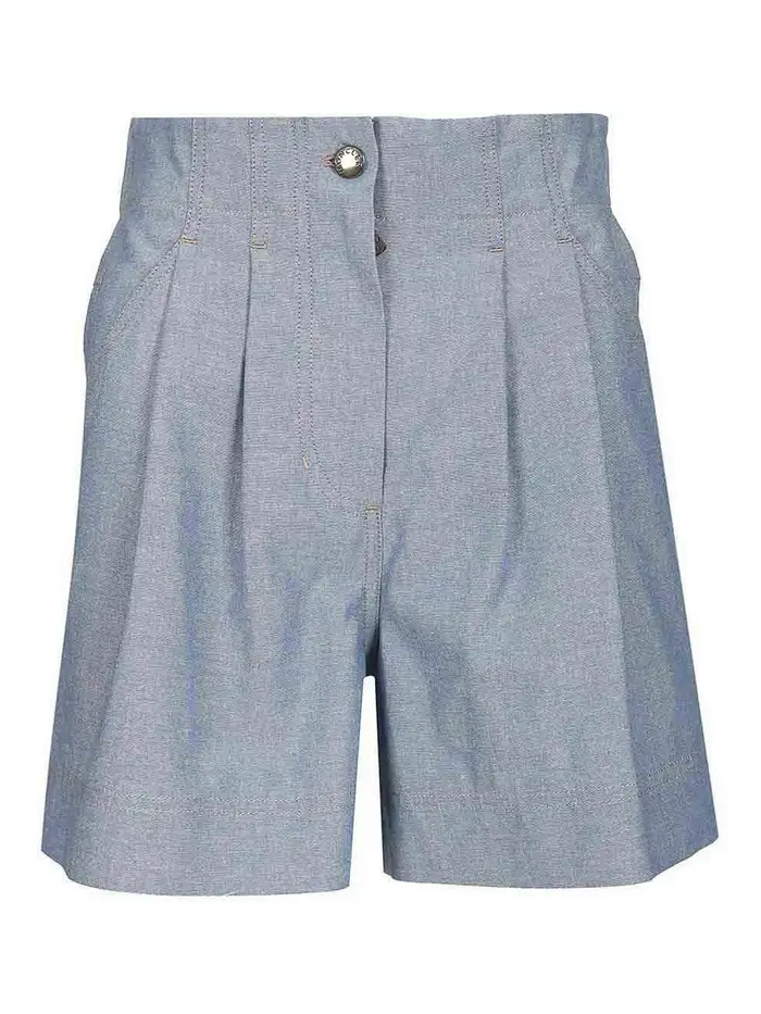Pantaloncini in cotone chambray Azzurro
