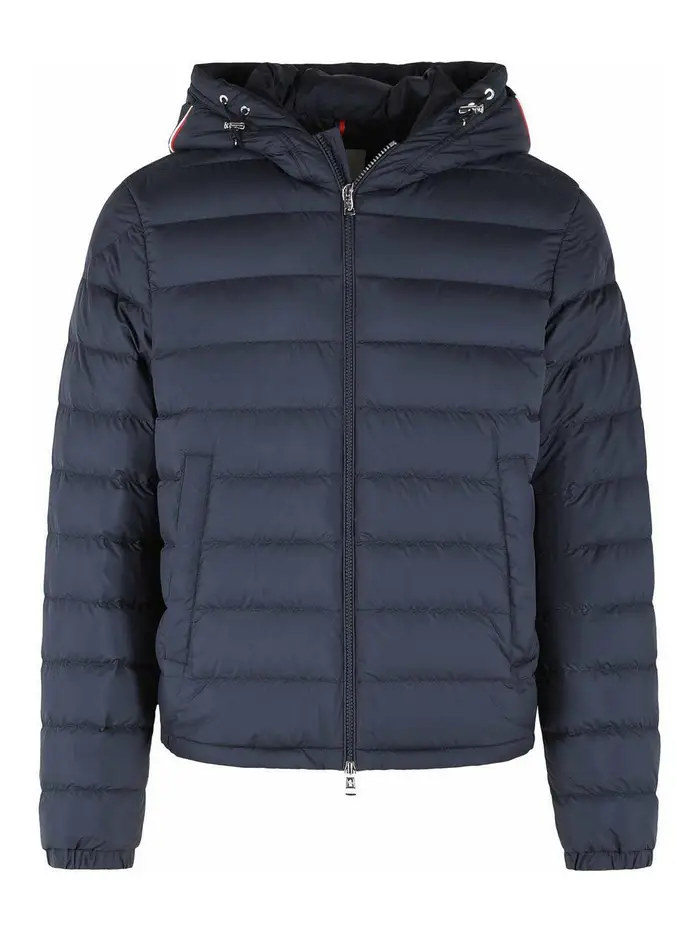 Moncler Piumino corto con cappuccio Blu scuro