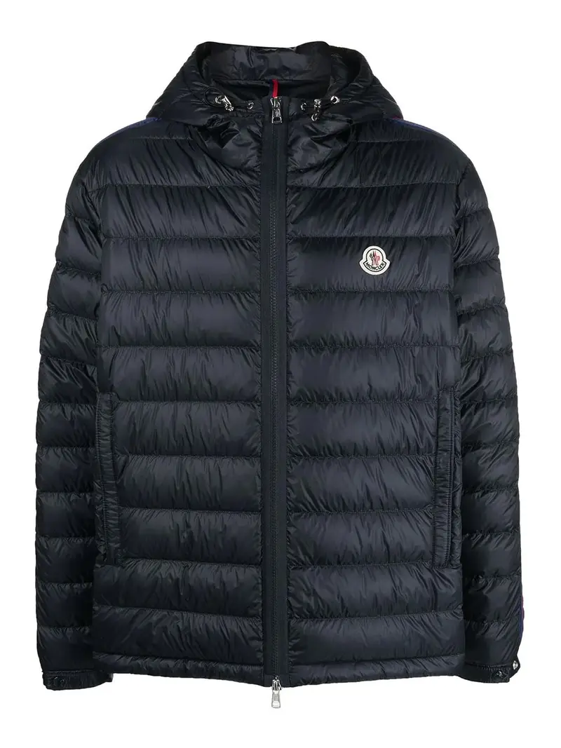 Moncler Piumino agout con patch logo Blu
