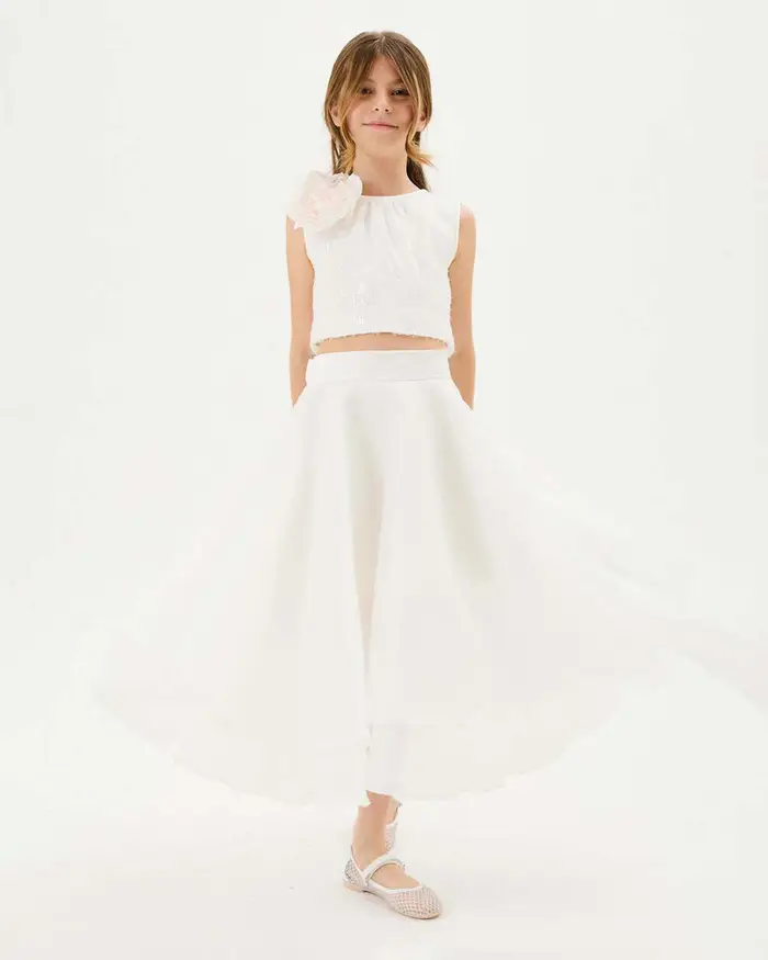 Monnalisa Completo bianco con top e gonna