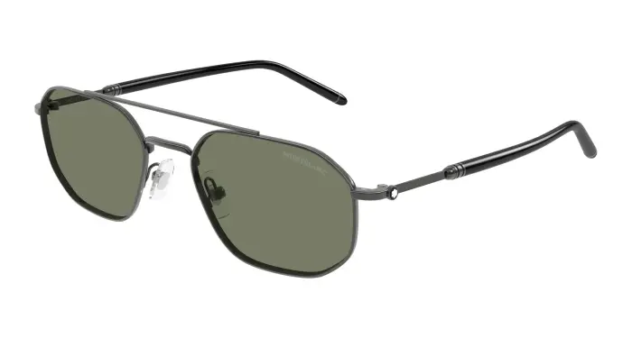 Uomo Montblanc MB0481S 003 Occhiali da sole Metallo Rutenio Verde Pilot