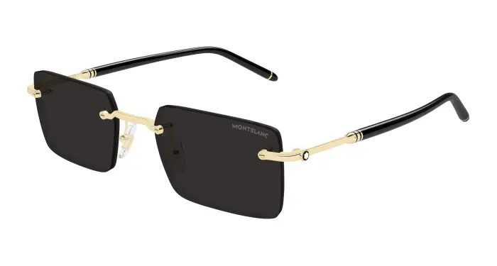 Uomo Montblanc MB0482S 001 Occhiali da sole Metallo Oro Grigio Squadrata