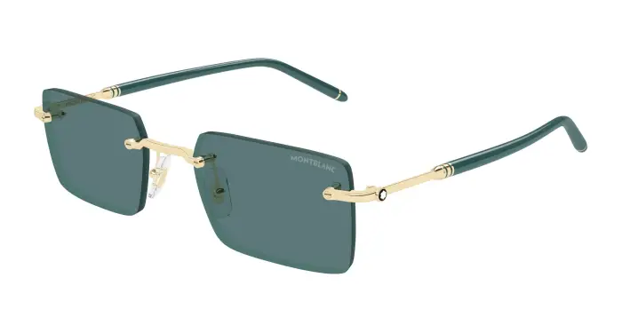 Uomo Montblanc MB0482S 004 Occhiali da sole Metallo Oro Verde Squadrata