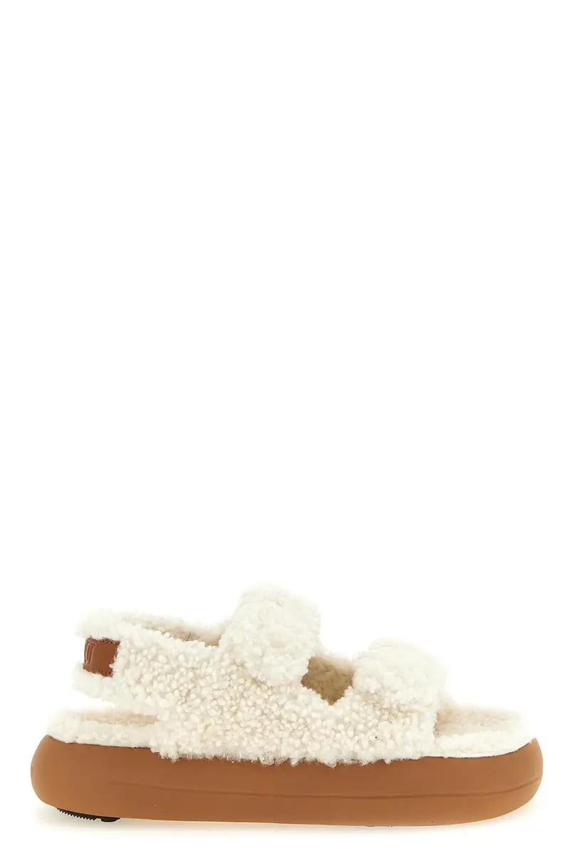 MOON BOOT Sandalo Shearling Bianco
