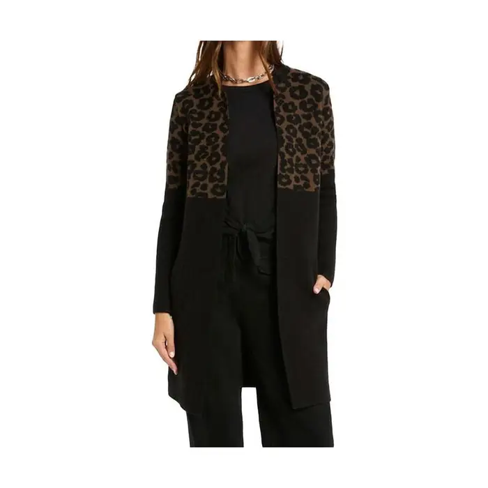 Morgan Gilet / Cardigan jacquard léopard Nero