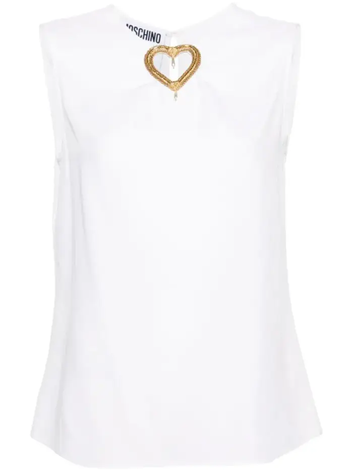 Moschino Blusa smanicata bianca cut-out heart