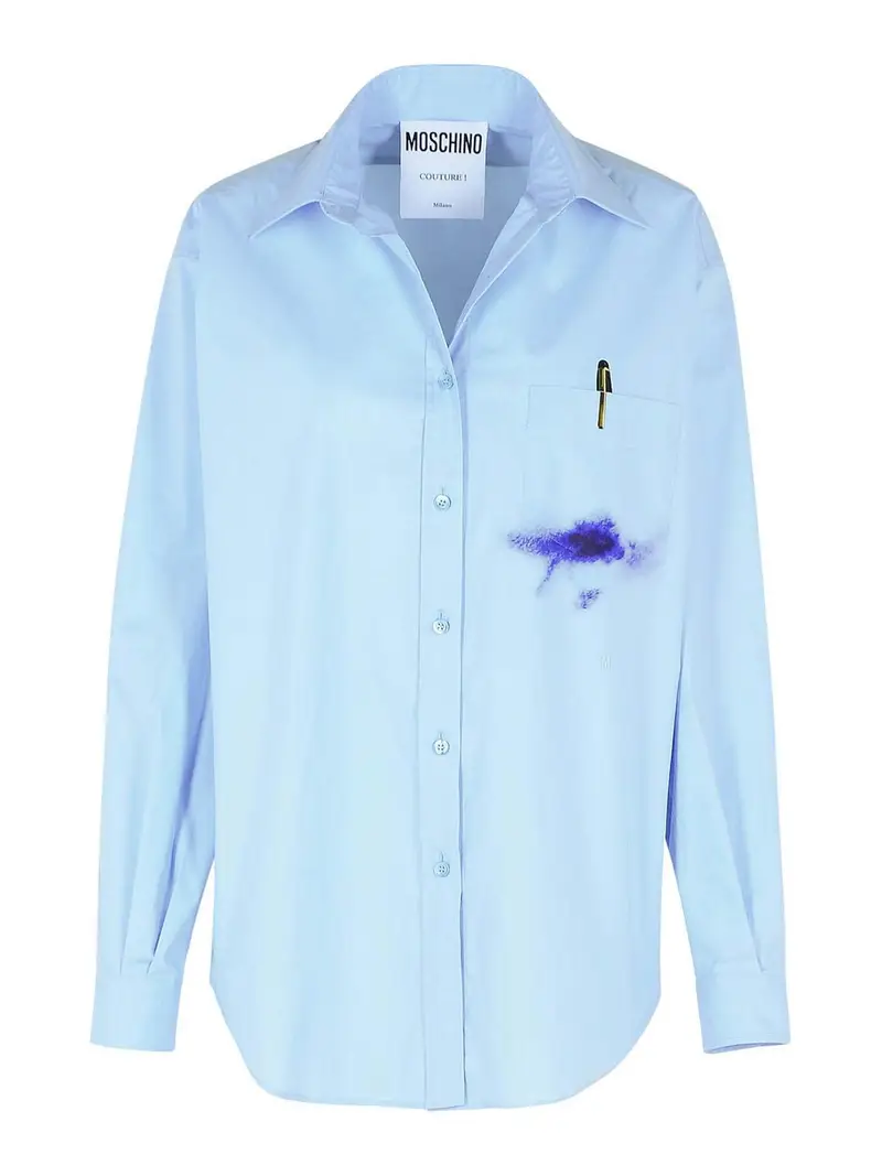 Moschino Camicia di cotone azzurro