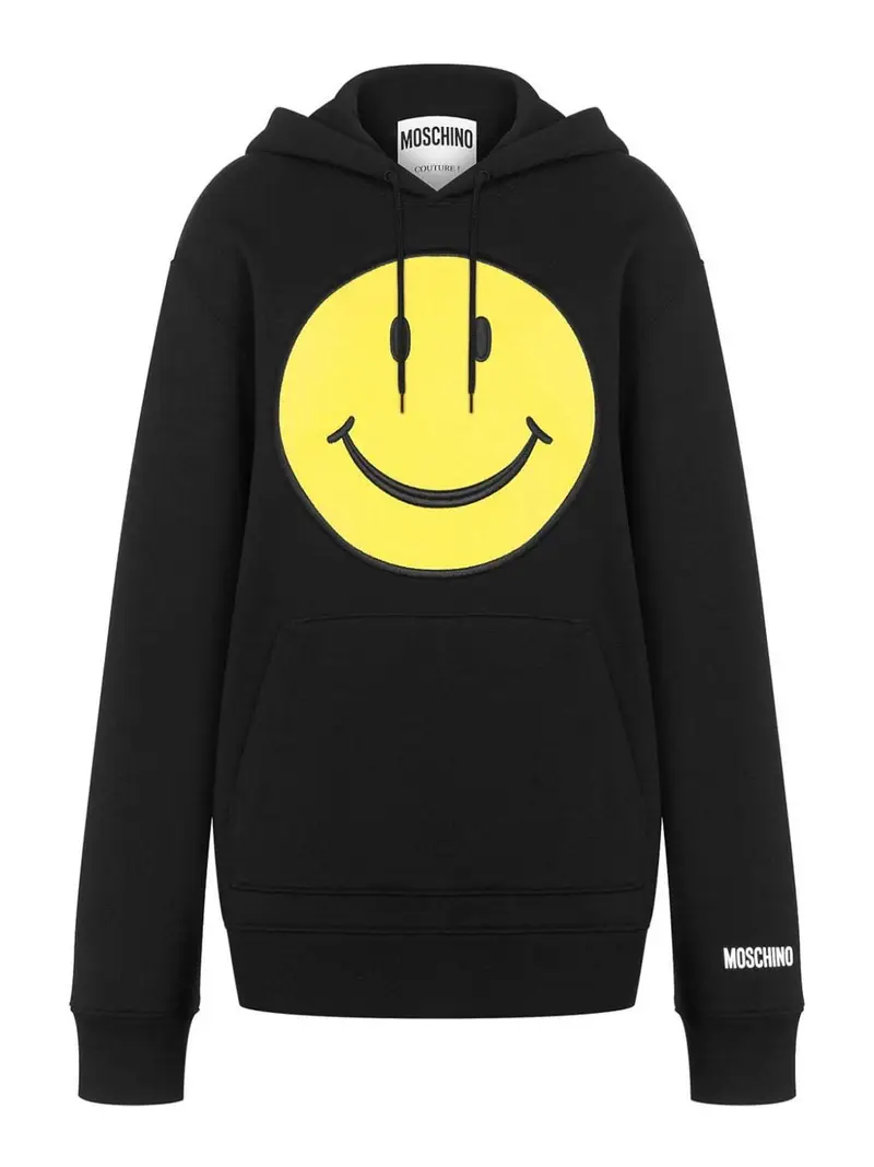 Moschino Felpa con stampa motivo smiley Nero
