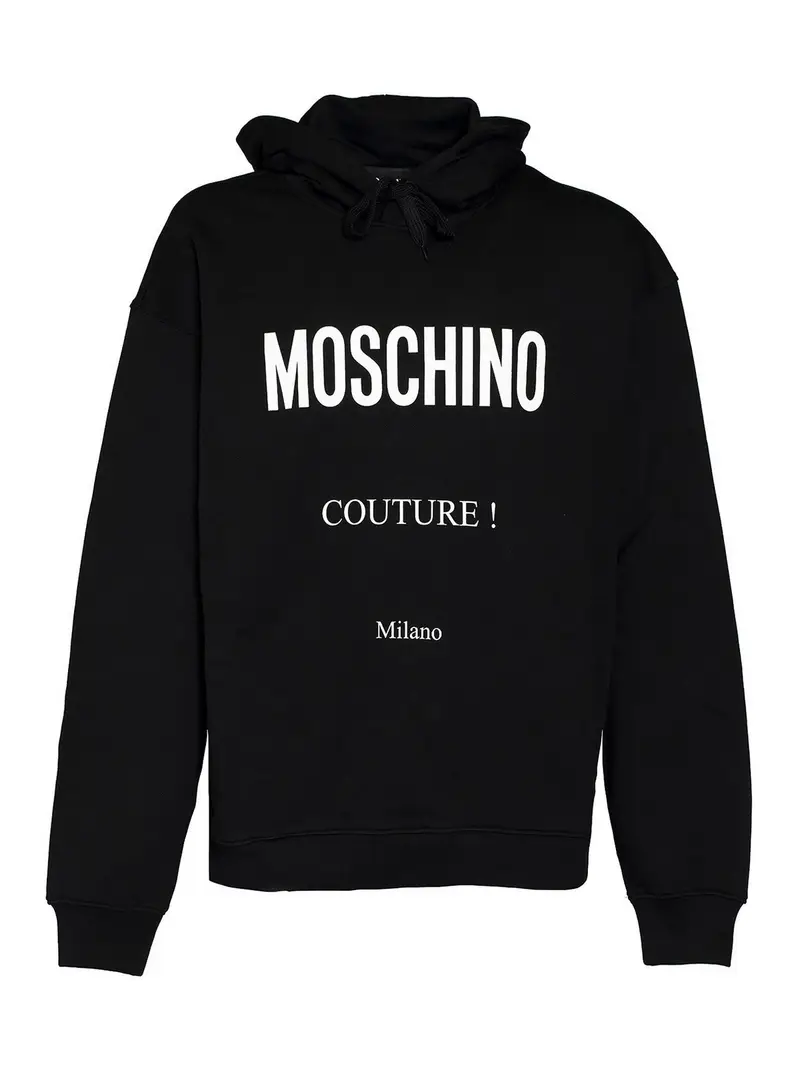 Moschino Felpa in cotone con cappuccio Nero