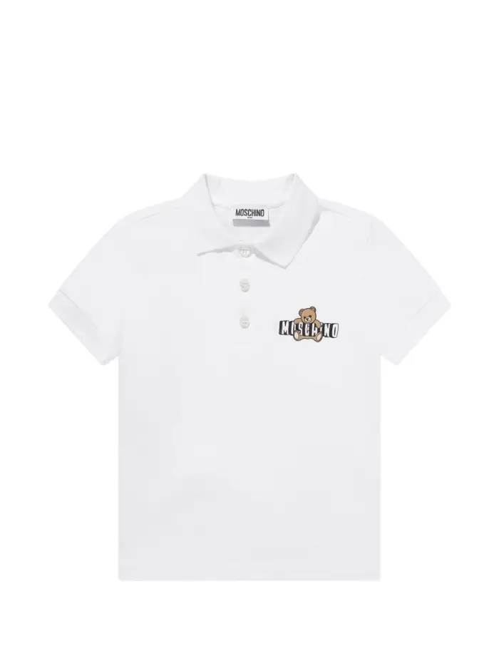 Polo in cotone con logo Bianco