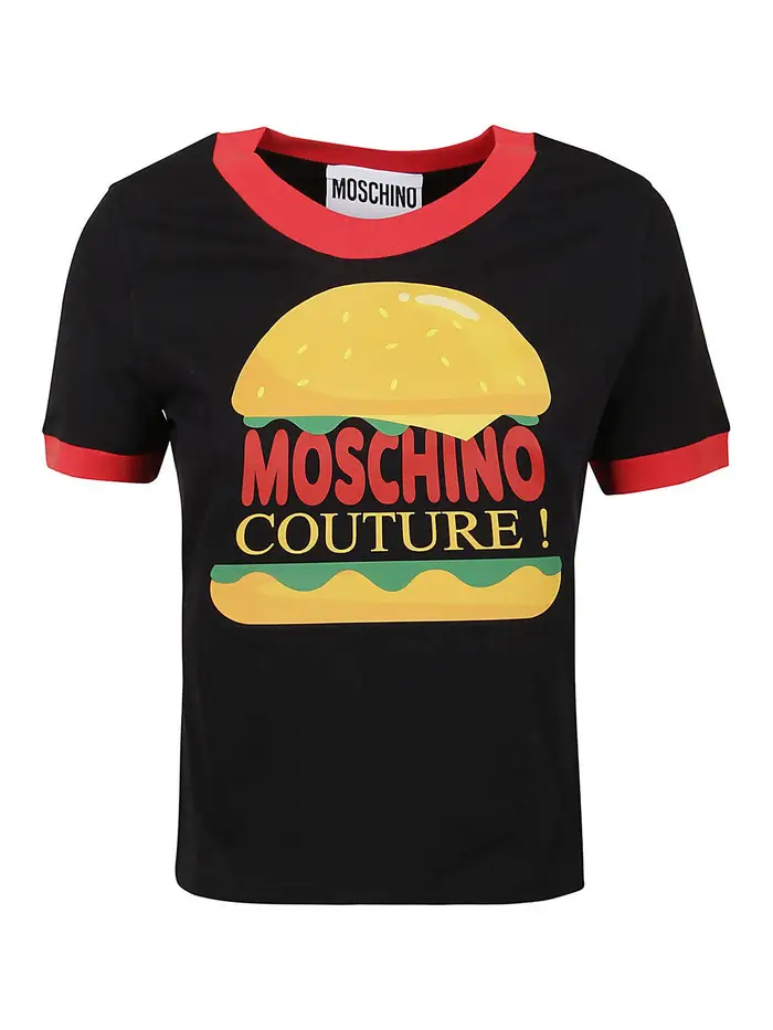 Moschino T-shirt con stampa hamburger Nero