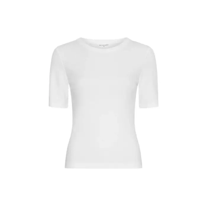 moss copenhagen T-shirt da donna a coste Betrina 2/4 Blanc