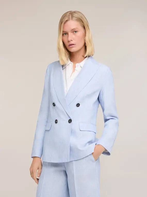 Motivi Blazer doppiopetto in lino Donna, Azzurro