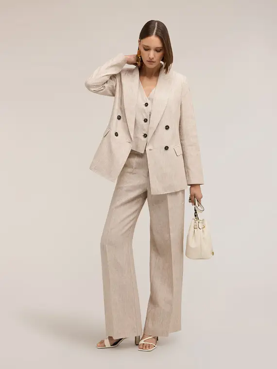 Motivi Blazer doppiopetto in lino Donna, Beige