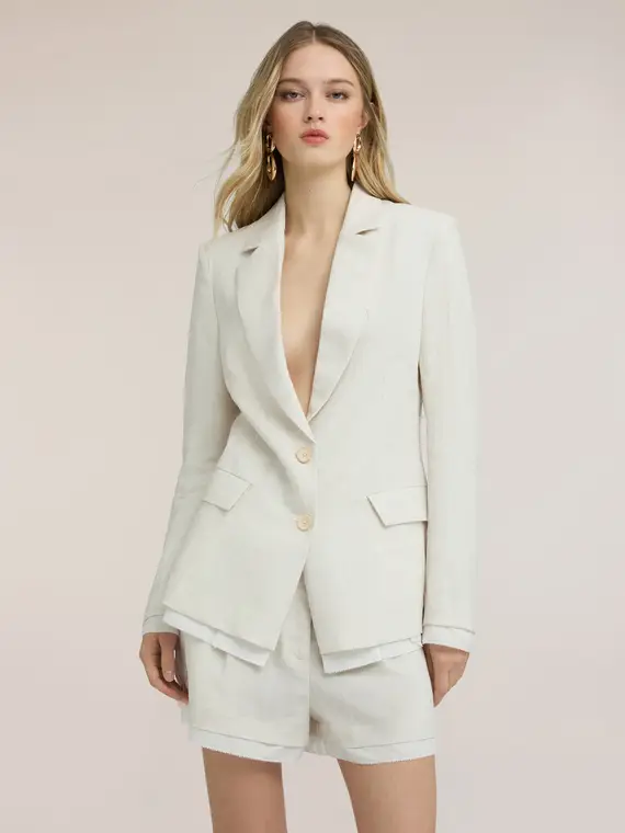 Motivi Blazer strutturato in misto lino Donna, Bianco