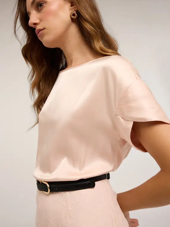 Motivi Blusa con maniche a petalo Donna, Rosa