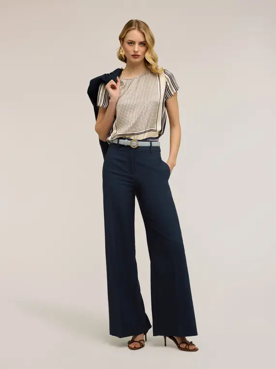 Motivi Blusa in raso con fantasia a foulard Donna, Blu