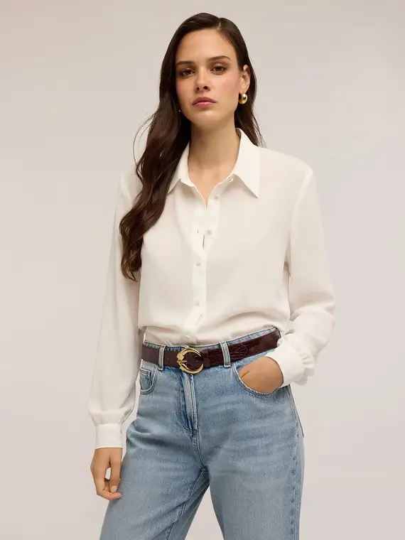 Motivi Camicia con bottoni foderati Donna, Bianco